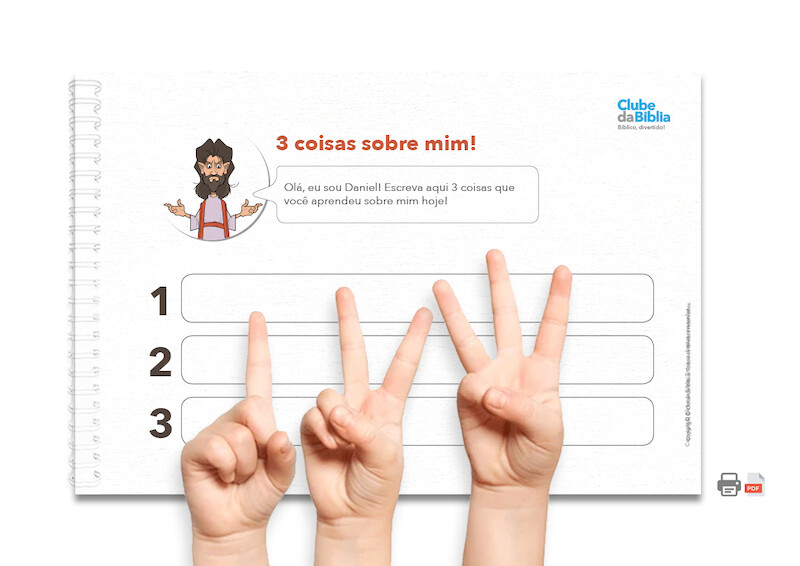 Atividade para o ministério infantil: 3 coisas sobre mim. Daniel