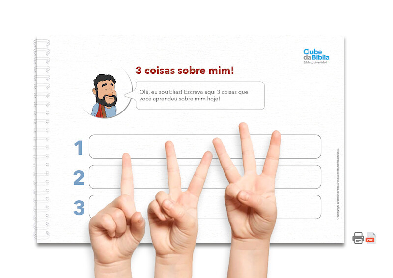 Atividade para o ministério infantil: 3 coisas sobre mim. Elias