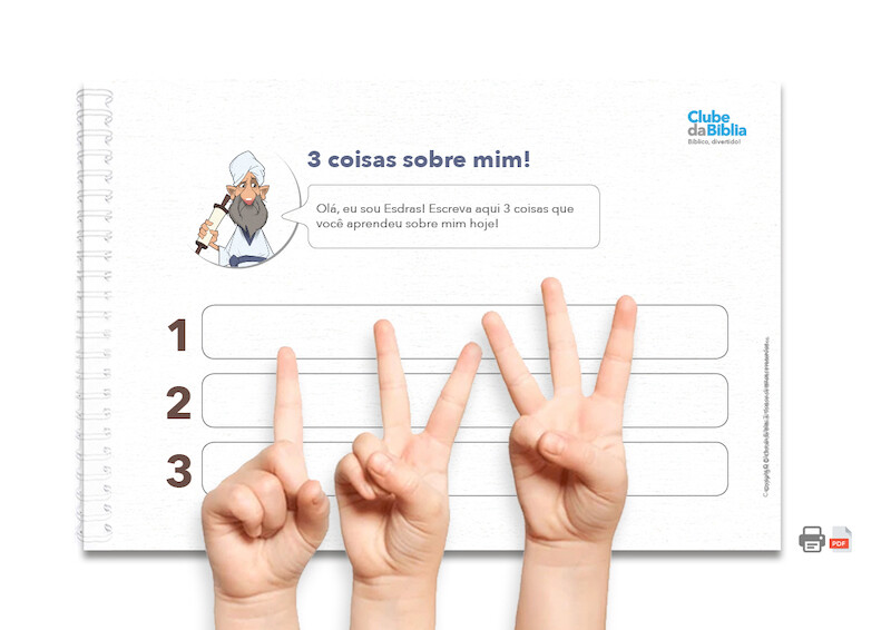 Atividade para o ministério infantil: 3 coisas sobre mim. Esdras