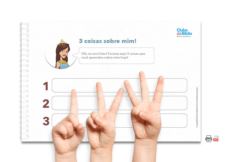 Atividade para o ministério infantil: 3 coisas sobre mim. Ester