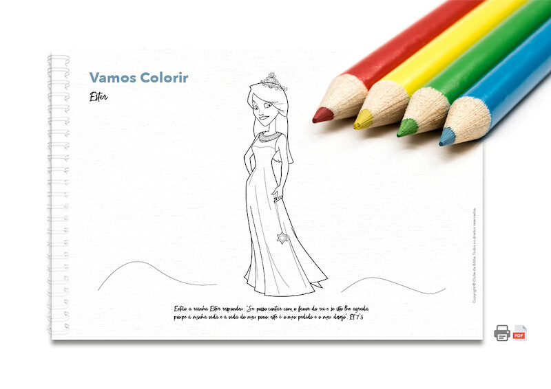 Atividade para Ministério Infantil: Vamos colorir. Ester