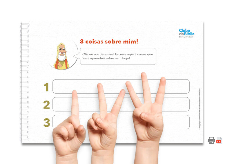 Atividade para o ministério infantil: 3 coisas sobre mim. Jeremias