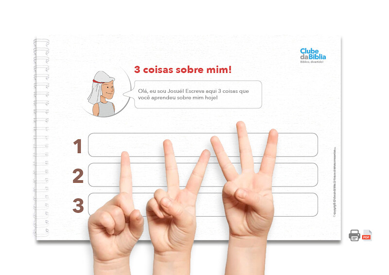 Atividade para o ministério infantil: 3 coisas sobre mim. Josué