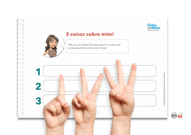 Atividade para o ministério infantil: 3 coisas sobre mim. Rute